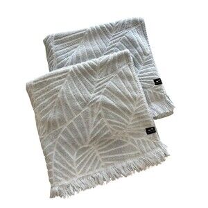 Anthropologie Slowtide Kalo Bath Towels Collection Set Of 2 Baby Blue 60”x30”EUC